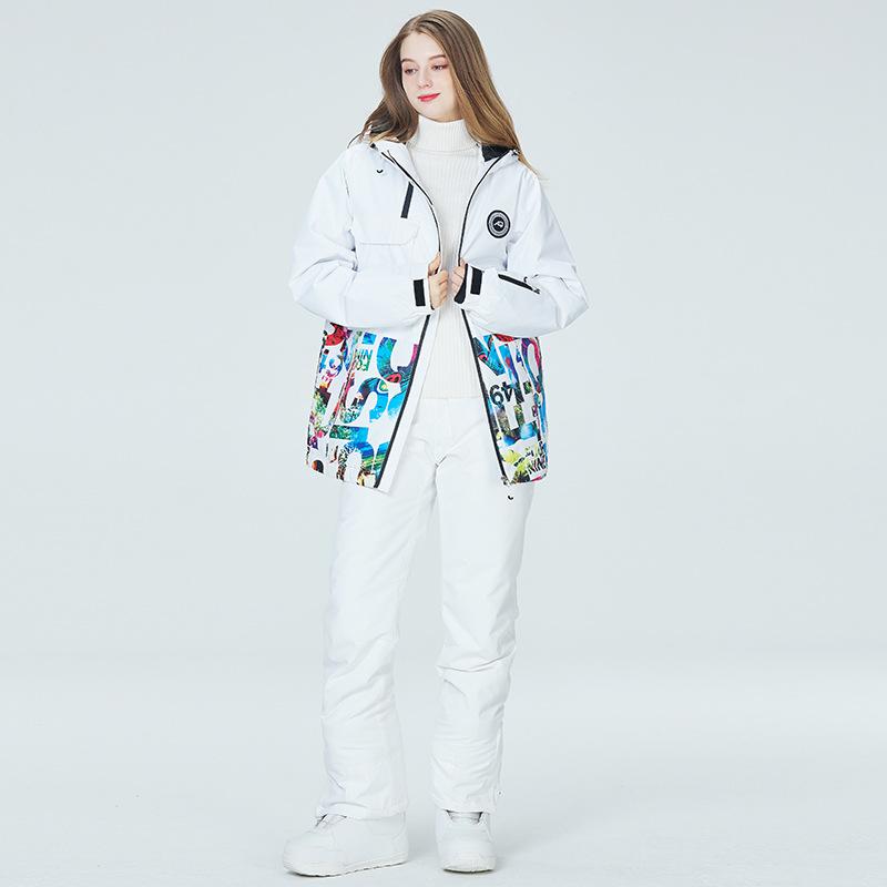Ski suit men's and women's winter windproof, splash-proof and warm thickened ski clothes, snowboard and skateboard ski suits