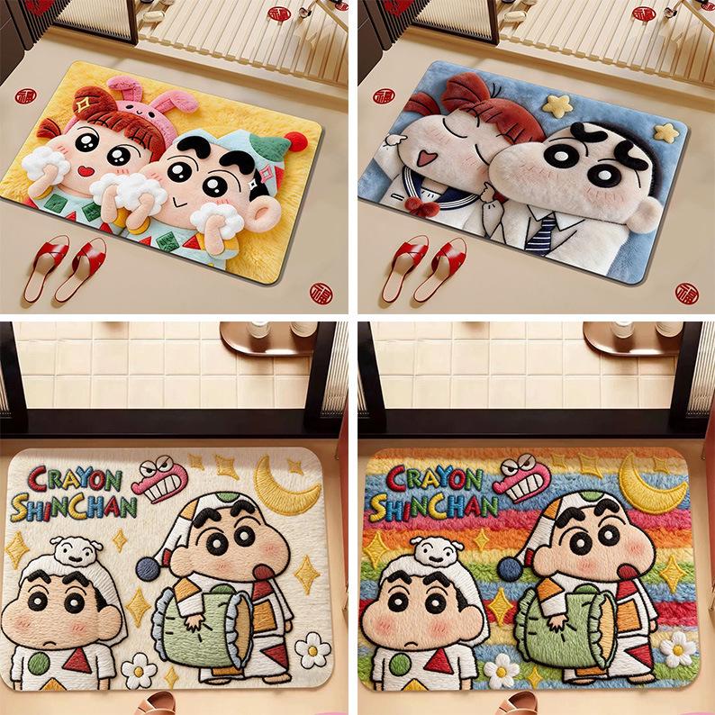 Shin-chan Diatom Mud Bath Mat - Quick-Dry, Non-Slip, Water-Absorbent Floor Pad for Bathroom and Toilet