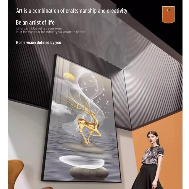 JINGRUIXIANG Glück Goldener Baum Vertikale Eingang Dekoration Ölgemälde