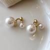 PONYKISS Sterling Silver Needle Round Pearl Stud Earrings for Women Minimalist Trendy Fashion Detachable Accessories