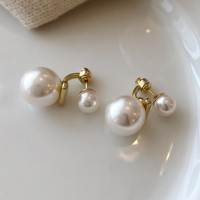 PONYKISS Sterling Silver Needle Round Pearl Stud Earrings for Women Minimalist Trendy Fashion Detachable Accessories