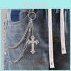 Punk Style Double Layer Cross Pendant Metal Chain Belt For Men Hip Hop Streetwear