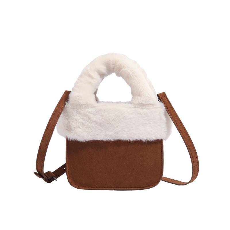 Women's Bag Autumn Winter Retro New Suede Velvet Handbag Small Square Bag Fashion Fluffy Crossbody Shoulder Bag