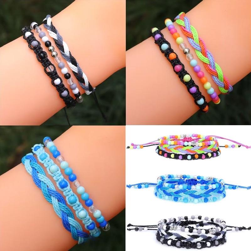 Unisex Wrap Bracelets Colorful Boho Linen Braided Feather Charm Bracelet Slipknot Multi-layer Wristbands Vintage Beaded