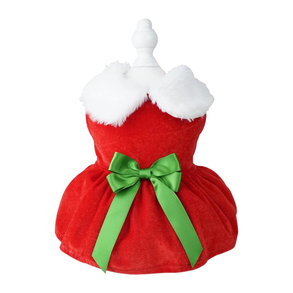 Christmas Pet Dresses Holiday Party Gifts Costume Santa Kitten Red Princess Skirt for Small Dogs Cats Sphynx Chihuahua Outfits