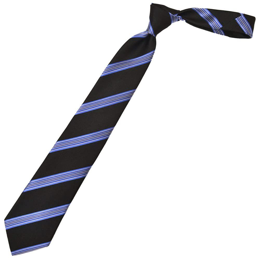 Paul Smith Brand Name Tie Striped Tie, (8cm Wide), (Black/Blue (PS31)) [Used]