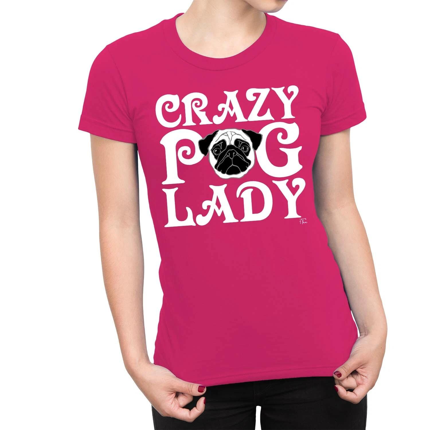 1Tee Womens Crazy Pug Lady T-Shirt XL