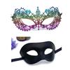 Mask Couple Halloween Set With Rhinestones And Lace For Holiday Party Costumes