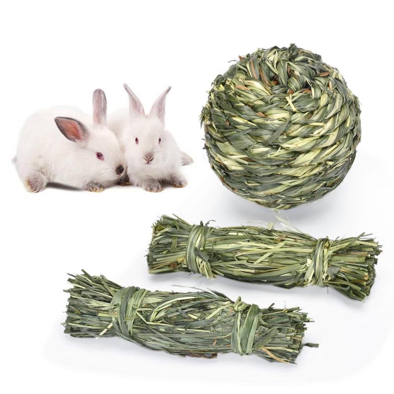 Rabbit Chew Toys For Teeth Chewable Grass Ball For Hamster Gnawing And Teeth Grinding Snacks To Keep Teeth Clean For Hamster