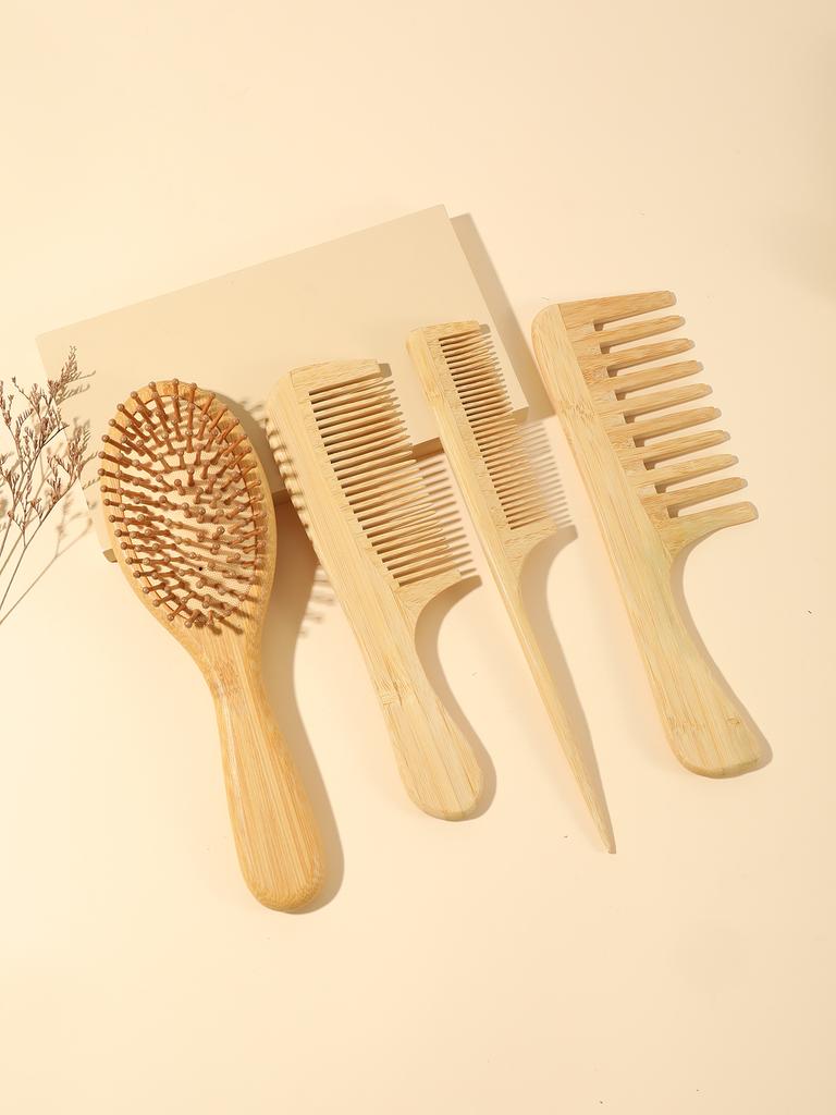 4pcs/set natural bamboo brush massage airbag comb set scalp massage comb for hair growth Special for real hair wigs