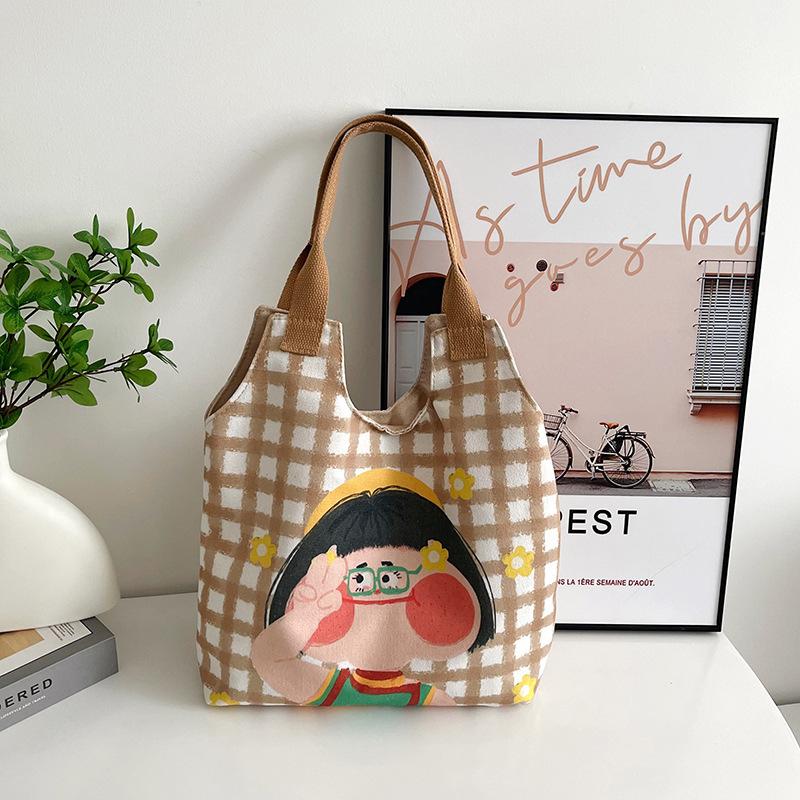 New large-capacity vest bag, commuter canvas bag, women's handheld shoulder bag, summer student tote bag