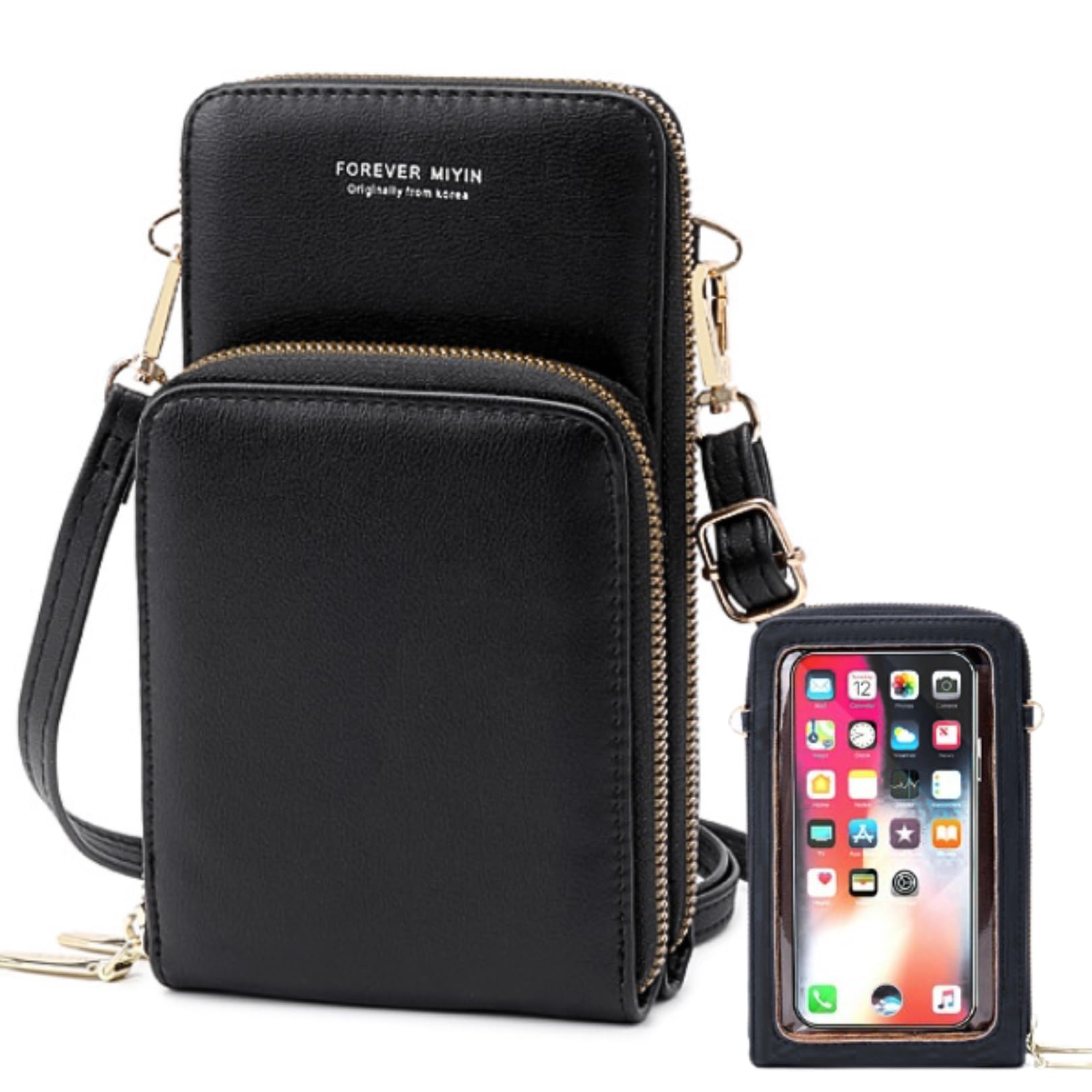 

Petit-Germe Women s 2-Way Smartphone Shoulder Bag, Supports Smartphone Operation While Inserted, Fits 6.5-inch Devices, Card Storage, Interior