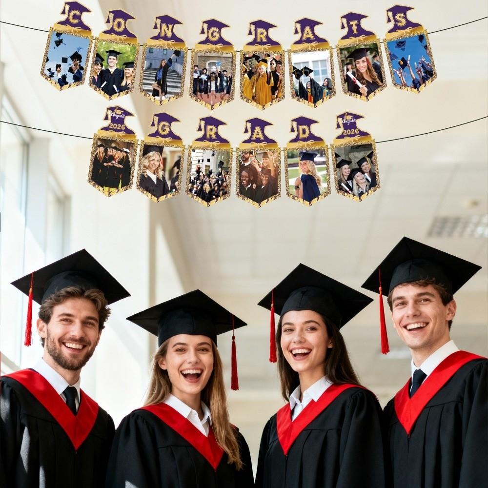 Paper Letter Graduation Photo Banner Graduation Season Celebrate Photo Frame Flag Handmade Congrats Grad Banner Kindergarten