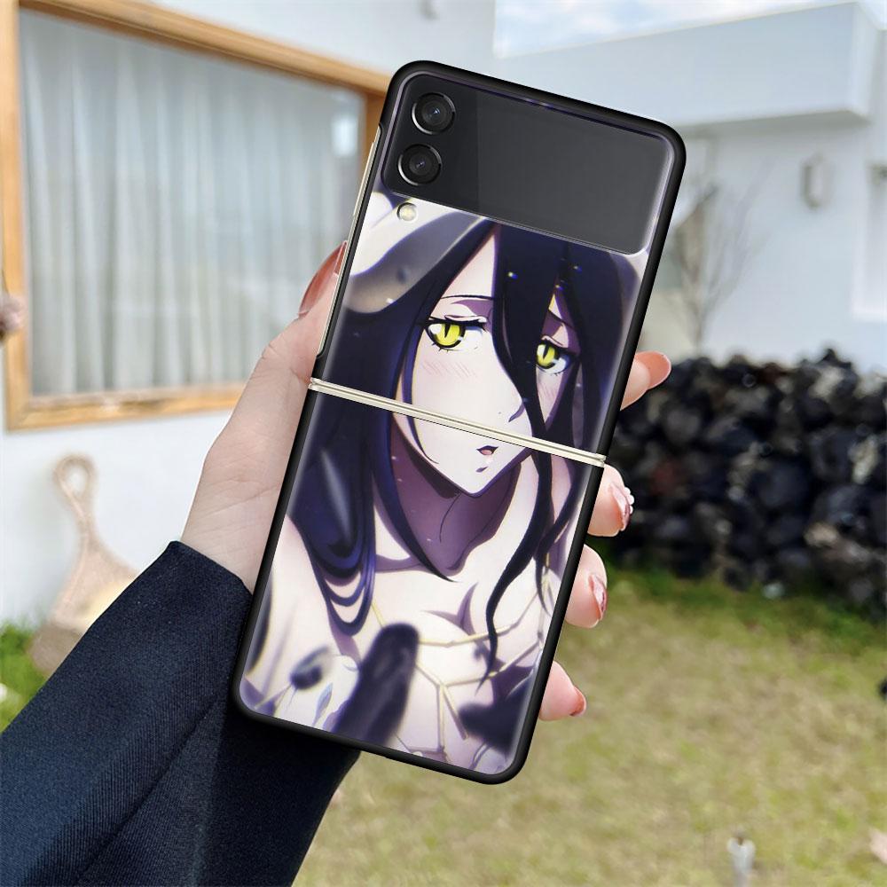 

Чехол для Samsung Galaxy Z Flip 3 5G, черный жесткий роскошный чехол для телефона ZFlip, защита от падения, модный чехол из ПК, Overlord, череп, аниме Samsung Z Flip 3 5G