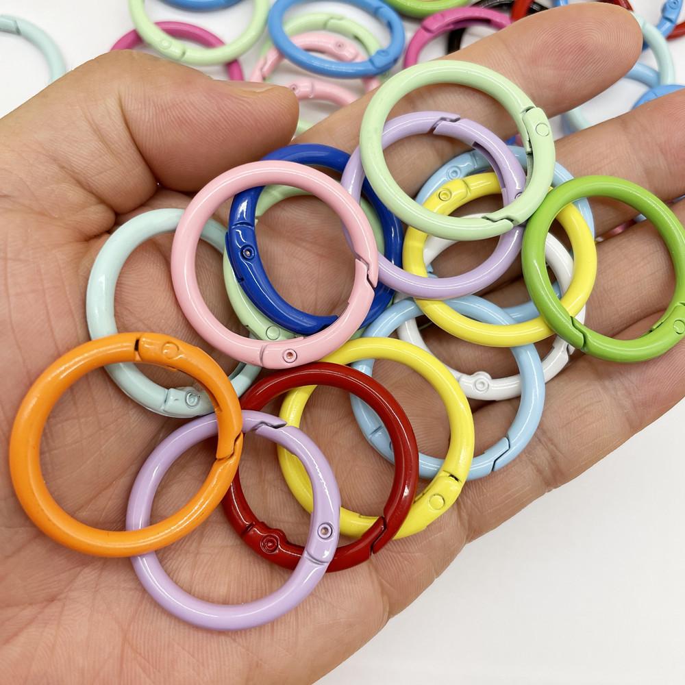 33mm Colorful Coil Spring Snap Buckle Luggage Bag Doll Keychain Ring Ornament