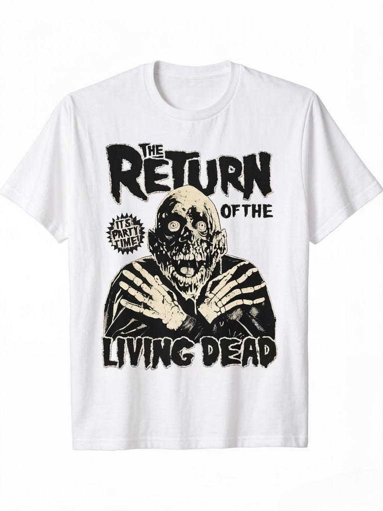 

Retro Dawn of The Dead Horror Movie Unisexs Tshirt Featuring Zombie Pattern and Damaged Print Halloween and Christmas Gift 4XL