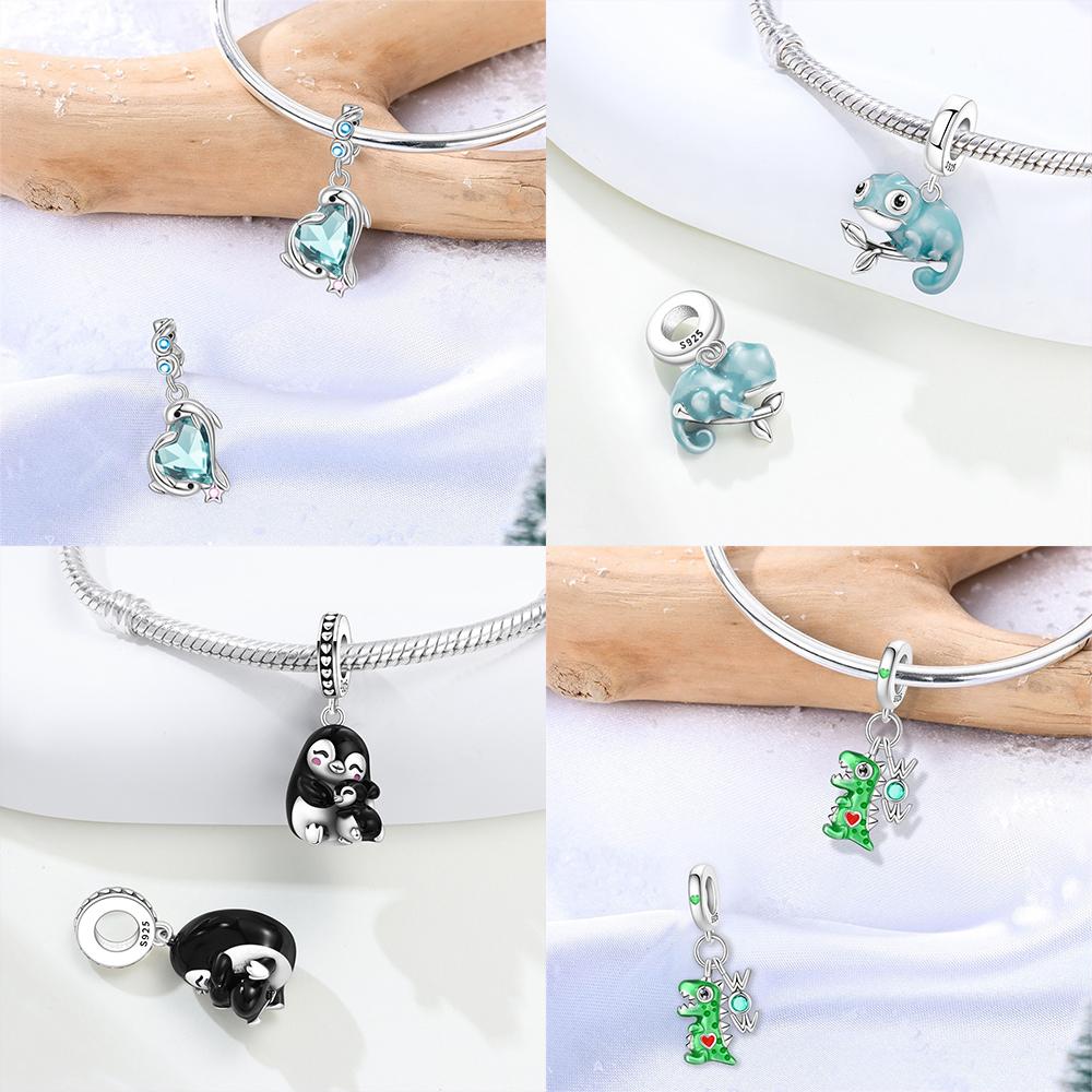 Original Penguin Pendant Flying Dragon Ghostly Dinosaur Charm Copper Beads Fit Bracelet Jewelry Diy Women Accessory Gift