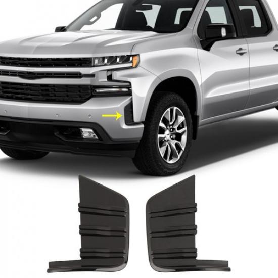 Front Bumper Fog Light Cover Trim Bezels For Chevy Silverado 1500 -22 Black