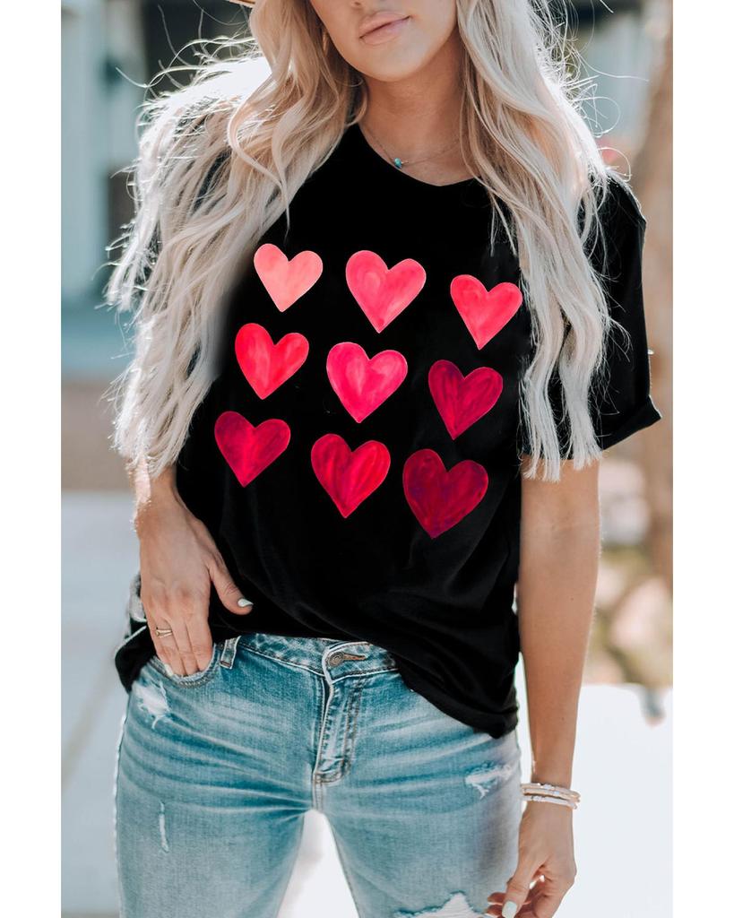Azura Exchange Camiseta gráfica de coração para o dia dos namorados