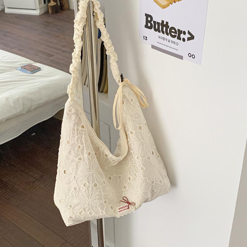 Fashionably Simple and Gentle Style Lace Bag, Large Capacity for Daily Commuting Tote Bag, Single Shoulder Bag