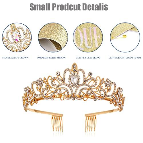 Set Fascia da Compleanno con Tiara e Corona di Strass Fascia da Regina Dorata per Donne Decorazione Festa di Compleanno Abbigliamento Celebrazione Principessa