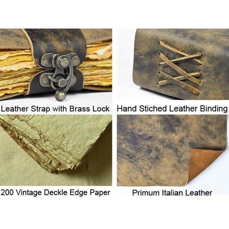 Vintage Leather Journal: Blank Book of Shadows with Deckle Edge Paper