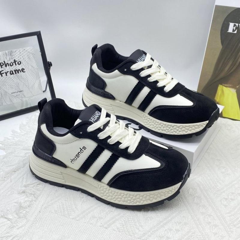 Thick-soled German Training Shoes for Women's 2025 Spring New Popular Leather Versatile Forrest Gump Soft-soled Sports and Leisure Dad Shoes
