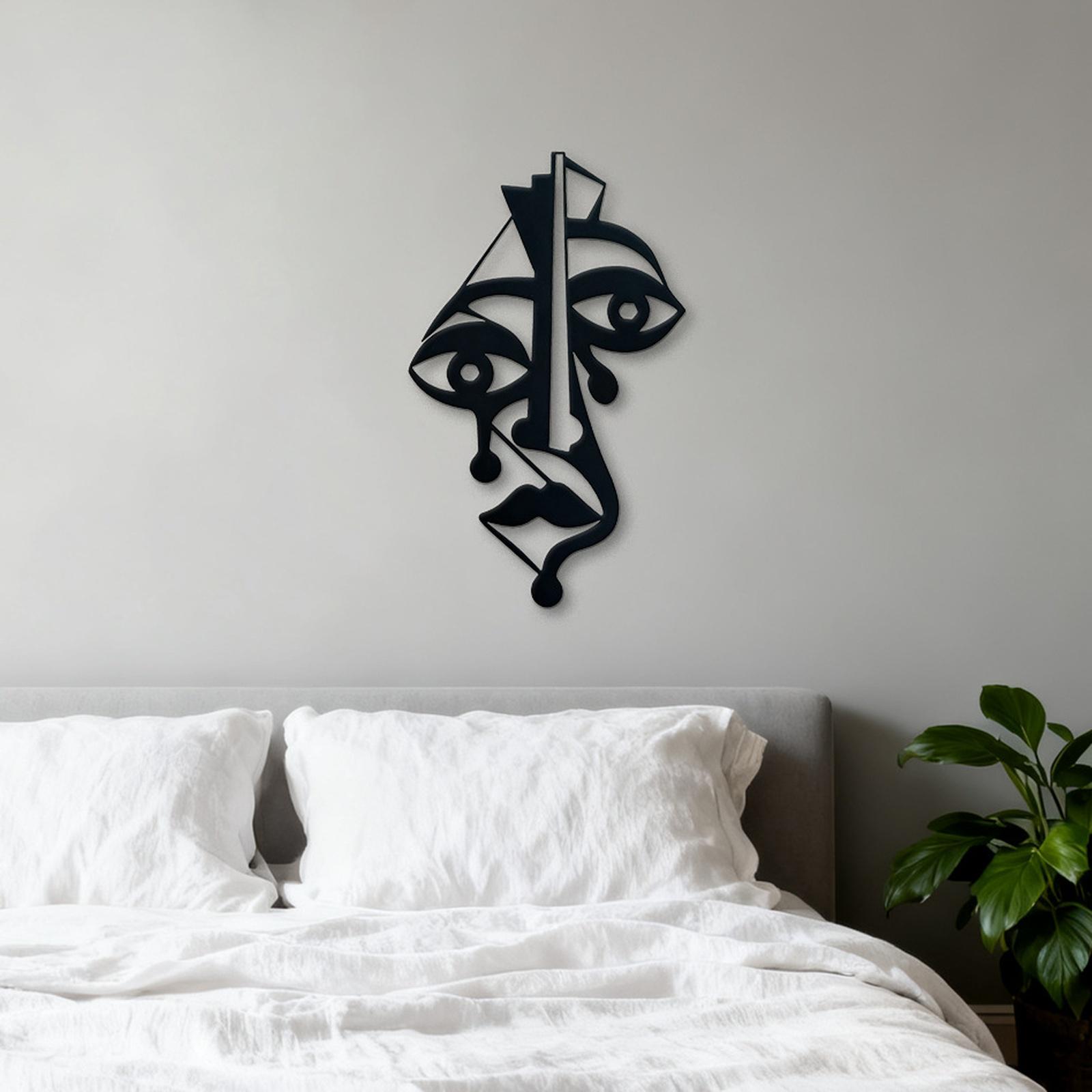 

Abstract Metal Wall Art Sculpture Modern Minimalist Geometric Face Design Decorative Iron Hanging Ornament for Living Room Bedroom Office Wall one size чорний