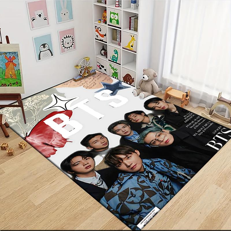 Bts Fashion Magazine Cover Carpet Rug Soft Washable Antislip Home Living Room Sofa Mats Personalized Christmas Rug