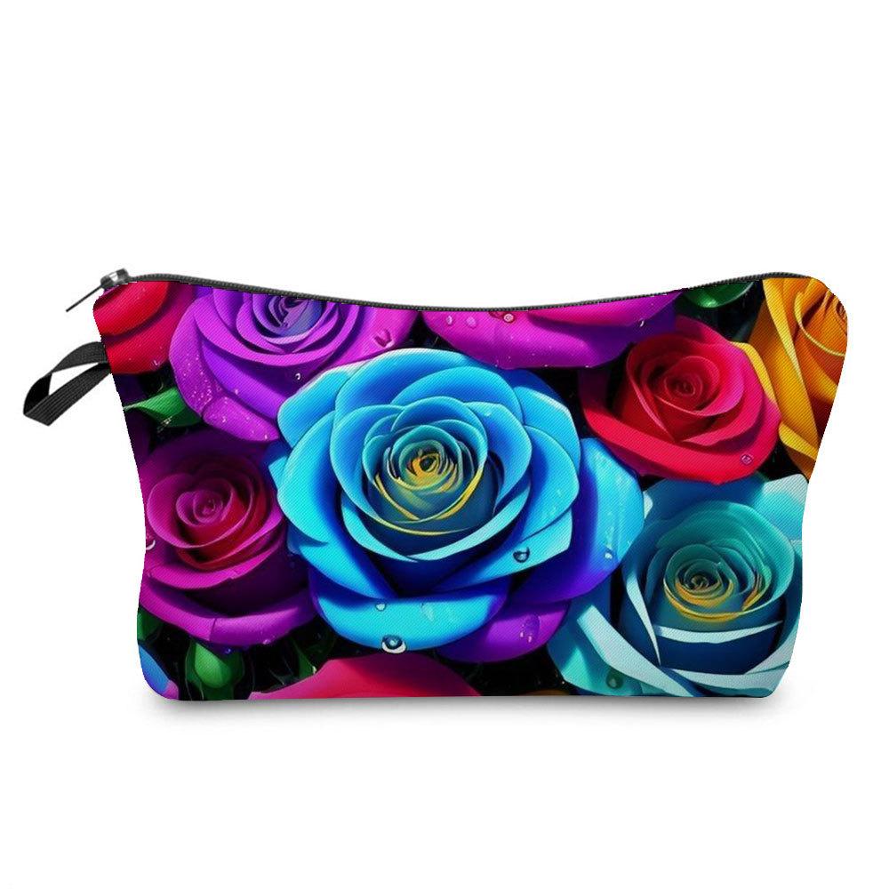 Women Flower Print Cosmetic Bag Toiletries Organize Travel Storage Case  6394 CLE
