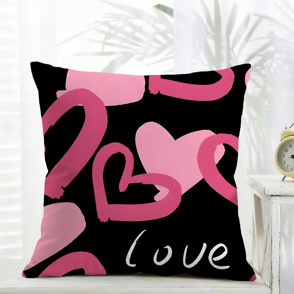 Fashion Love Heart Cushion Cover Comfort Daily Washable Linen Soft for Sofa Bed Home Room Decor