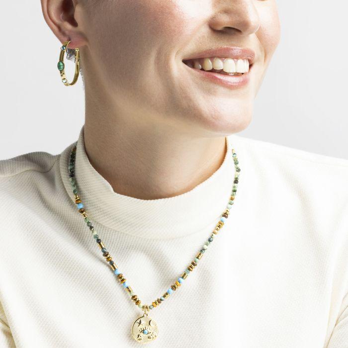 Collier - Luxenter - Salki - Pierre naturelle multicolore - Or 18k - 42cm + 3cm d'extension