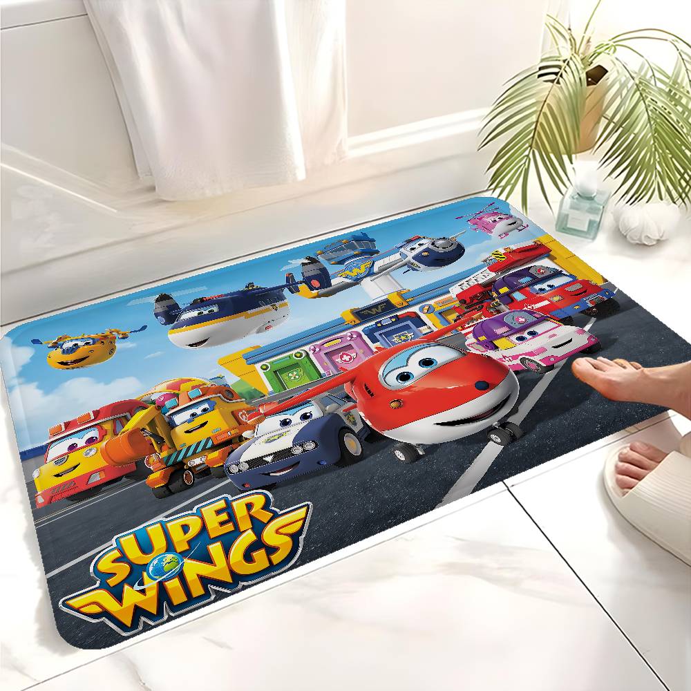Anime Super Wings Door Mat Washable Non Slip Living Room Sofa Chairs Area Mat Kitchen Bedside Area Rugs