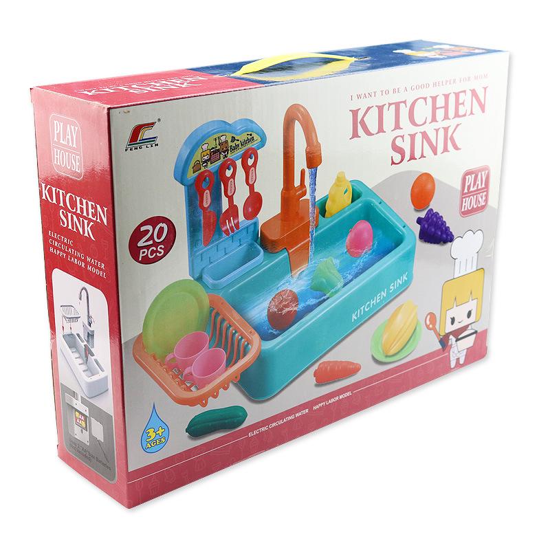 Children's Pretend Play Electric Sink with Circulating Water and Vegetable Washing Features