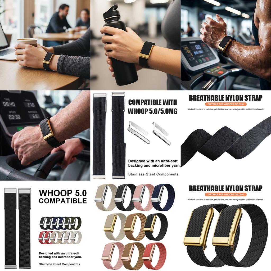 NEW Sports Nylon Band for Whoop 5.0 Strap for WHOOP 5.0MG Woven Elastic Strap with Gold/Silver/Rose Gold Metal Frame