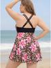Plus Size Two-Piece Skirt Swimwear: Printed, Tummy Concealing, Slimming Boyshorts, Conservative Style, Ideal for Vacation or Hot Spring.