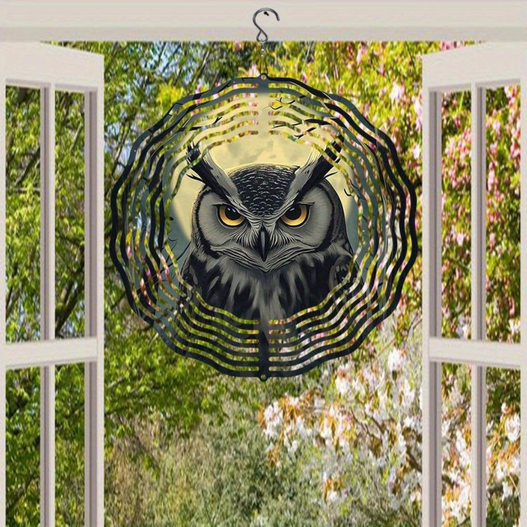 Metal Owl Wind Chime with 360 Degree Rotation Reflective Outdoor Garden Decor No Battery Needed Perfect Gift for Nature Lovers