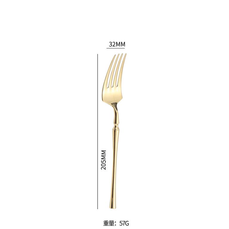 Golden Western Cutlery Set 304 Stainless Steel Mirror Spoon Steak Knife Fork Chopsticks Dinnerware Kitchen Tableware Utensil