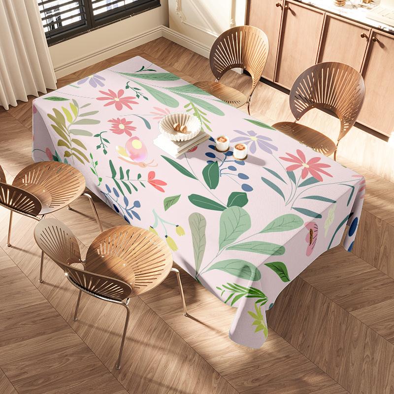 Colorful Floral Tablecloth Rustic Dining Room Decor Washable Reusable Placemats for Kitchen Pink Green Yellow White Blue