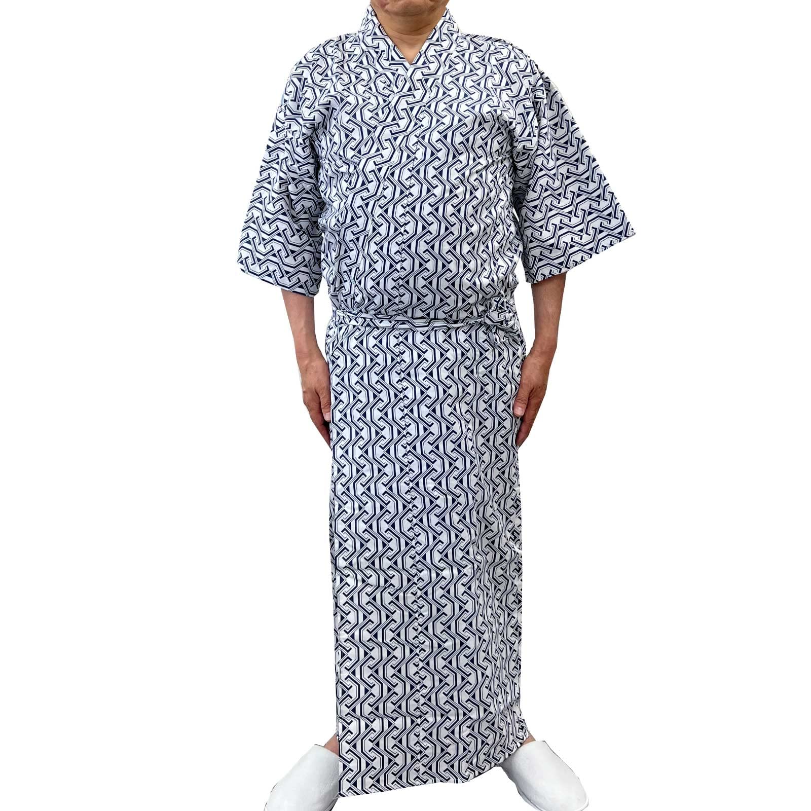 

Hanasan Nature Men s Double-Layered Gauze Sleepwear, 100% Cotton, Front Opening, Drawstring, Plus Sizes S, M, L, LO, Pattern of your choice (L)