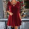 Spring and Autumn Women's Dress Fashion Solid Colour V-Neck Long Sleeve Beaded Casual Dresses