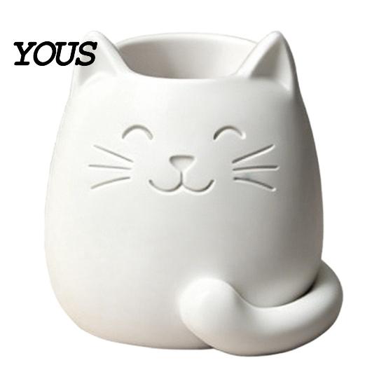 Pencil Pen Storage Cup Holder, Cartoon Cat Shape Desk Organizer, Smooth Surface Decorative Odorless Container Stationery Holder for