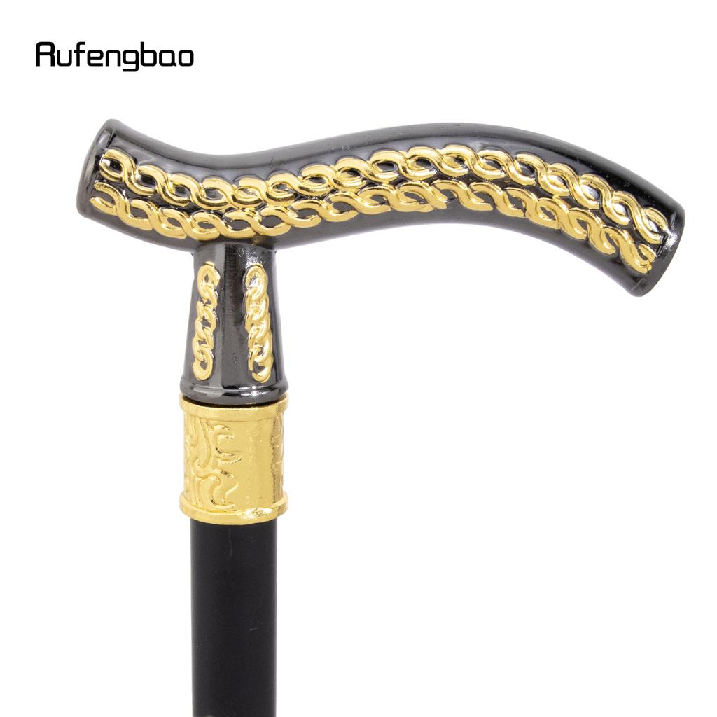 Gelb Schwarze Blume Ähre Luxus Mode Gehstock für Party Dekorative Gehhilfe Elegante Krummstab-Knauf Gehstock 93cm