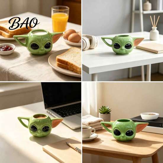 Decorative Beverage Container 3D Cartoon Ceramic Water Cup, Cute Relief Coffee Mug, Mug Unique Desktop Decoration for Hot And Cold Drinks Large
