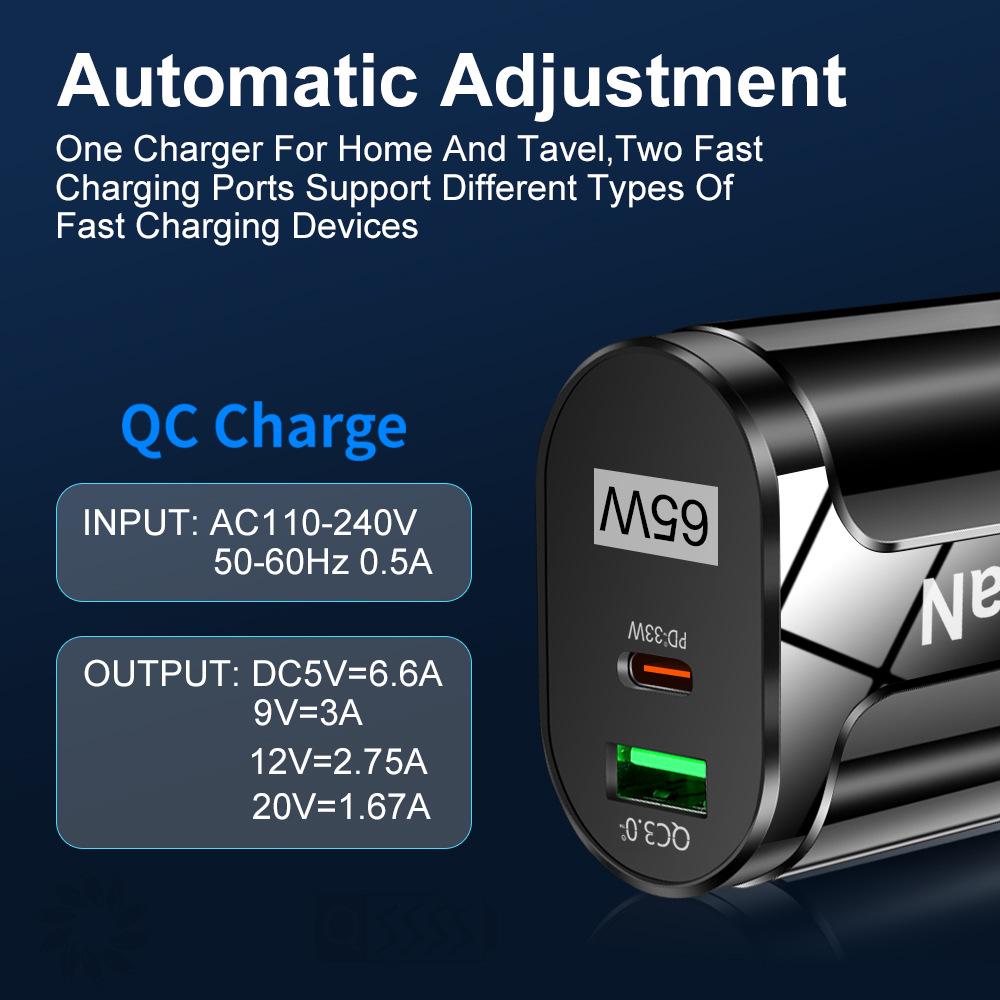 PD33W GaN QC3.0 Fast Charger 9V/12V EU/AU/UK Spec USB Adapter