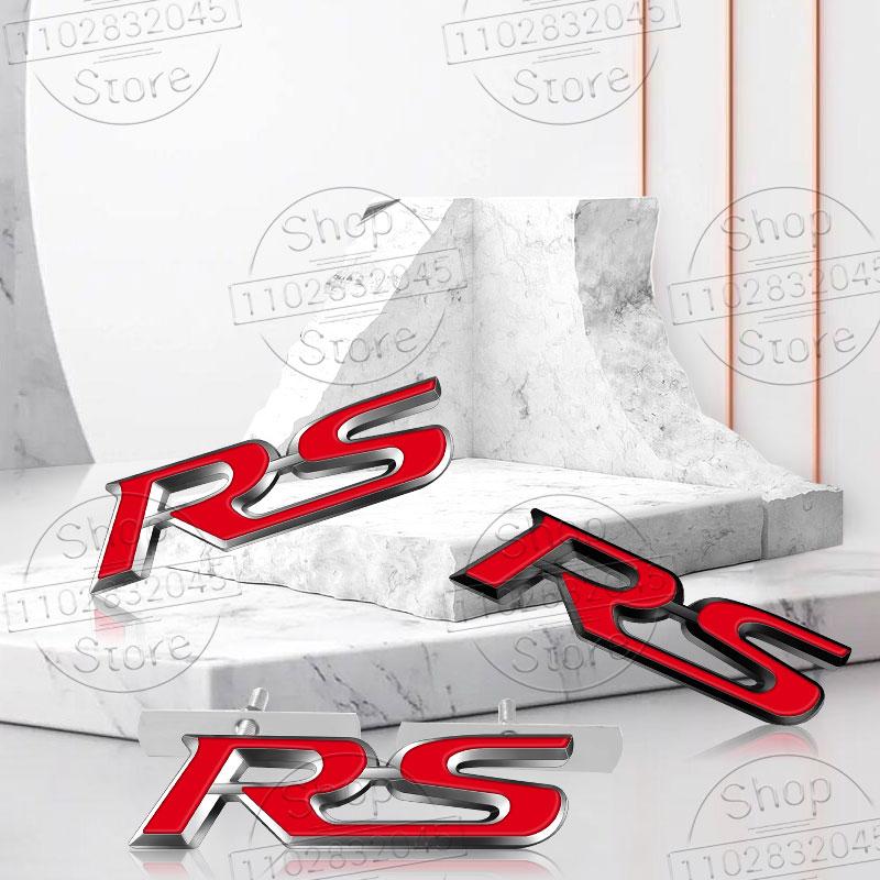 For Car Sport RS Sticker Acceessories 3d Metal RS Sticker Letters Logo Car Front Grille Rear Trunk Emblem Badge