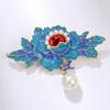 Guochao Pionbrosch Avancerad Känsla Personlighet Temperament Blå Brosch Hanfu Cheongsam Utsökta Accessoarer