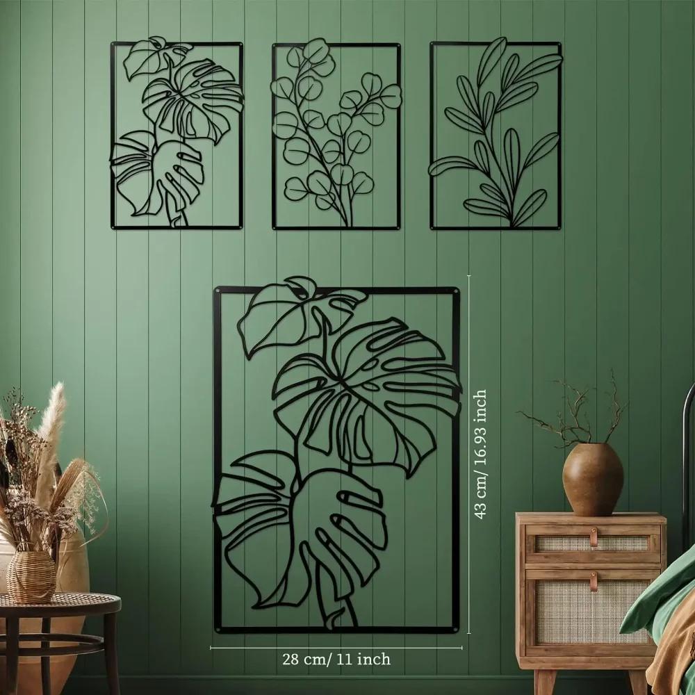 

3 шт. Великолепный декор для стен из золотого и черного металла: Крупное минималистичное современное искусство в стиле бохо. Абстрактные цветы и листья для спальни и гостиной. чёрный