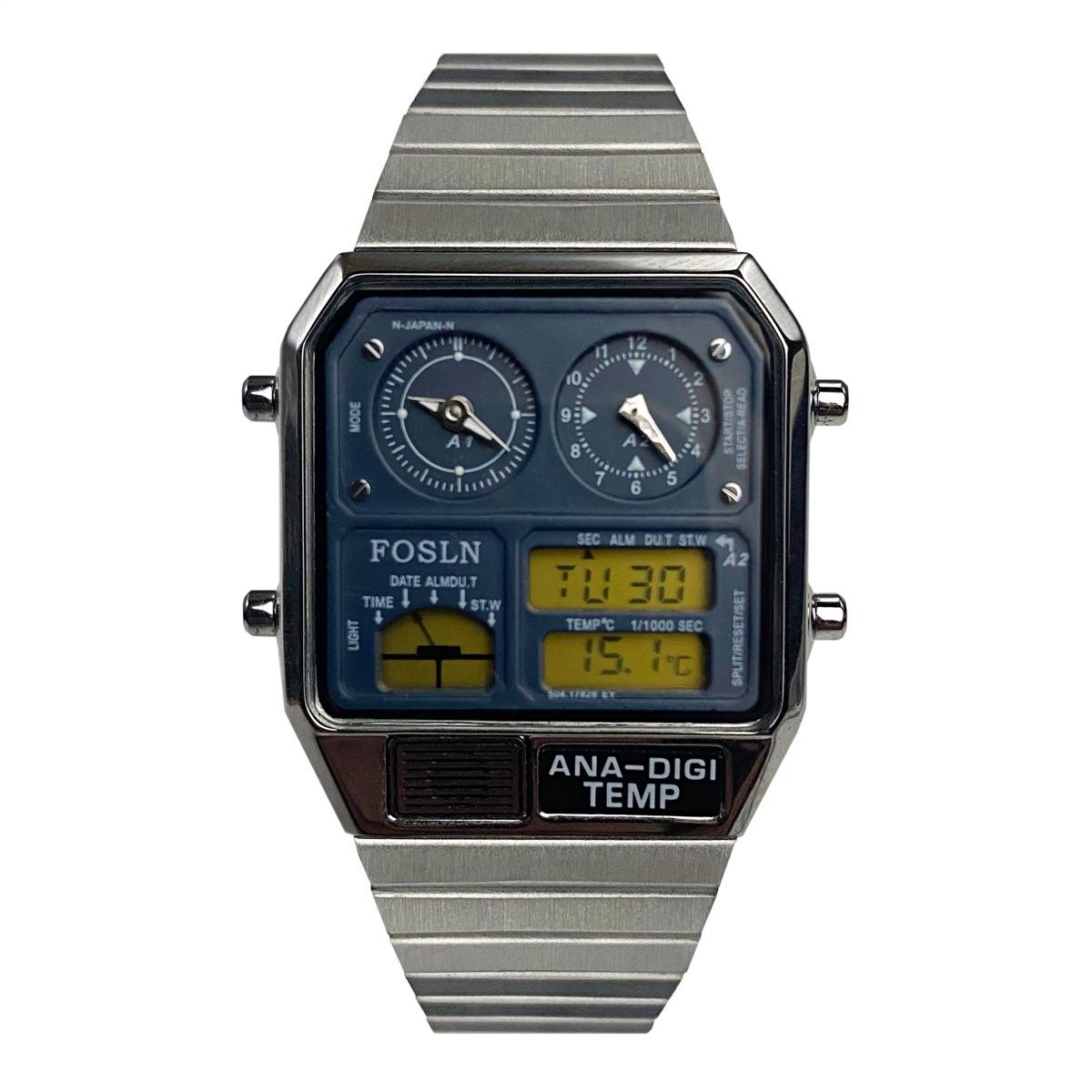 

Стильные унисекс студенческие спортивные часы с двойным дисплеем, водонепроницаемые, с будильником и термометром - Модель 1108