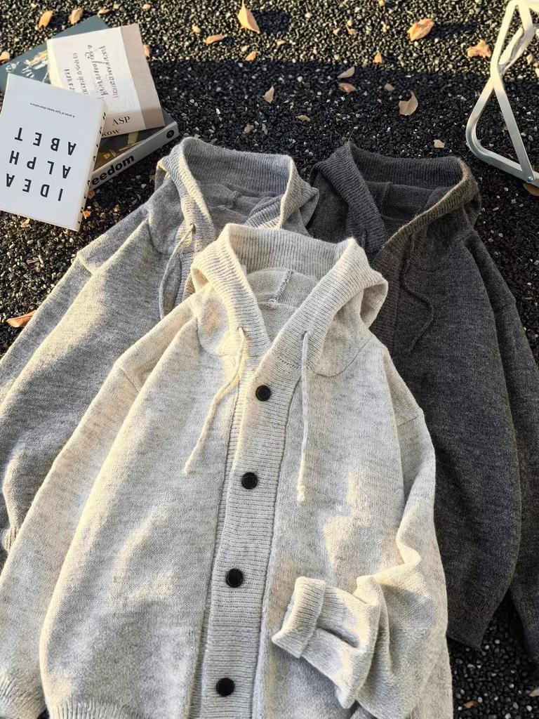 Unisex Strickjacke mit Kapuze - Weich, Locker, Hochwertiger Koreanischer Stil für Herbst/Winter